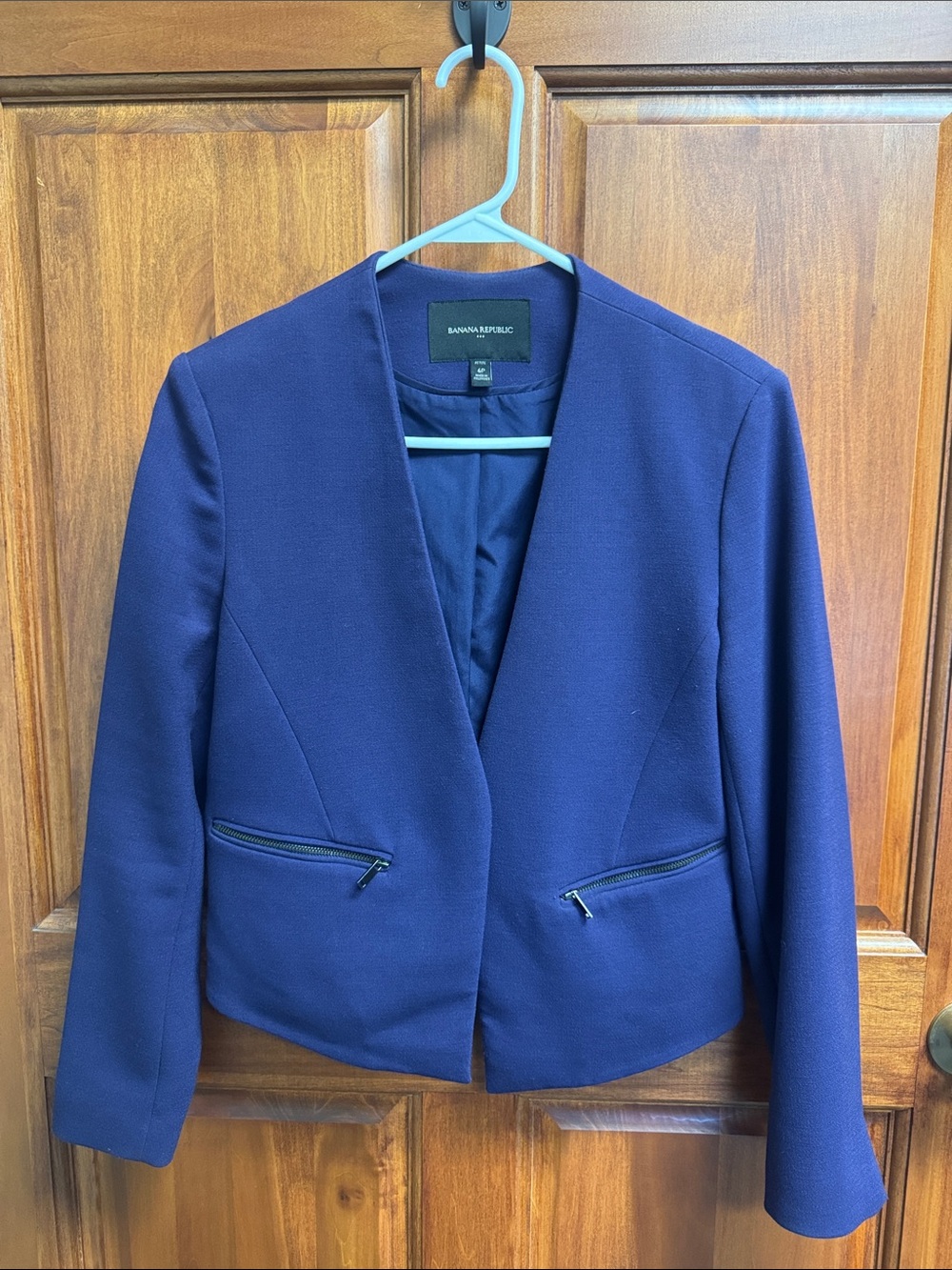 Banana Republic Deep Purple Open-Front Cropped Blazer